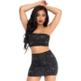 Imagen de Top y Falda Opaco de Lycra Con Strass - Negro 