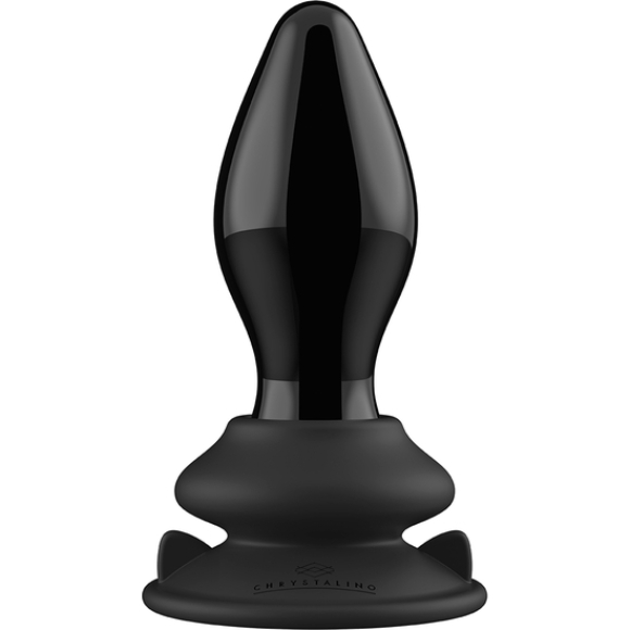 Imagen de Vibrador de Cristal Negro Con Ventosa y Control Remoto - Recargable - 10 Velocidades - Shots 