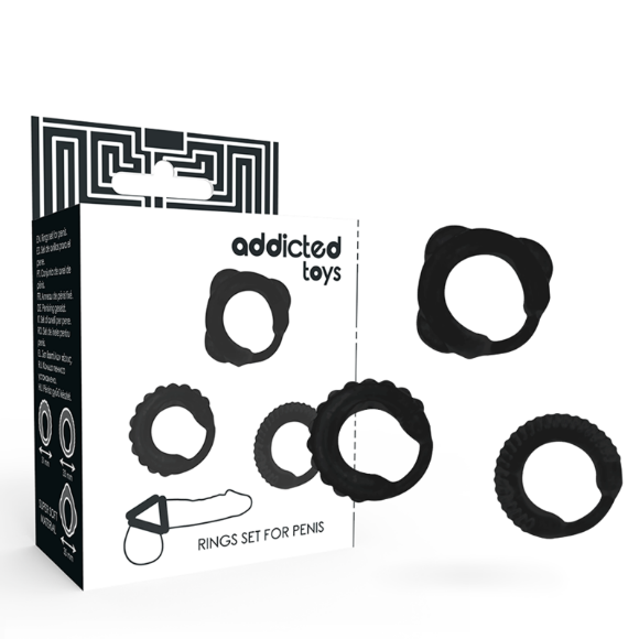 Imagen de Addicted Toys - Set 3 Anillos Pene Negro 