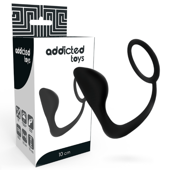 Imagen de Addicted Toys - Plug Anal Con Anillo Pene Negro 