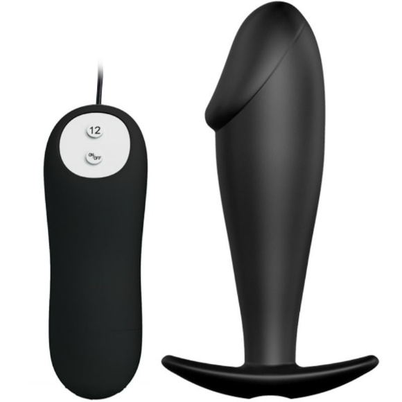 Imagen de Pretty Love Bottom - Pretty Love - Plug Anal Silicona Forma Pene y 12 Modos Vibracion Negro 