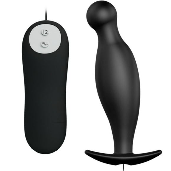 Imagen de Pretty Love Bottom - Plug Anal de Silicona Con Vibración 12 Modos Negro 