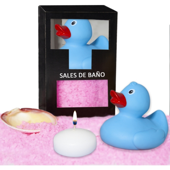 Imagen de Diverty Sex - Set de Sales de Baño Rosas 150 Gr. Con Pato Bañera, Vela Aromatica y Concha 