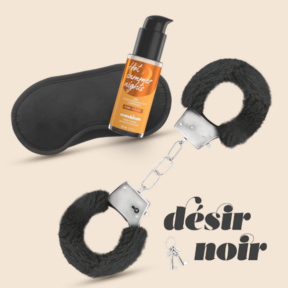 Imagen de Crushious - Désir Noir Conjunto de Esposas + Antifaz Satinado y Lubricante Con Efecto Calor Crushious 