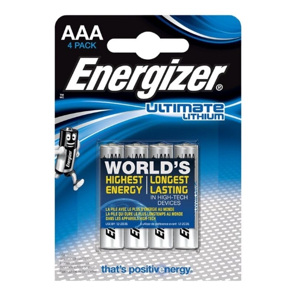 Imagen de Energizer - Ultimate Lithium Aaa L92 Lr03 1.5v Battery Blister*4 