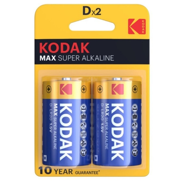 Imagen de Pilas Alcalinas d Kodak Max Lr20 Blister de 2 Unidades 