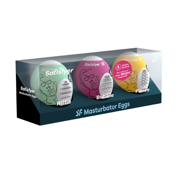 Imagen de Pack de 3 Masturbadores Satisfyer Egg Riffle, Bubble y Fierce 