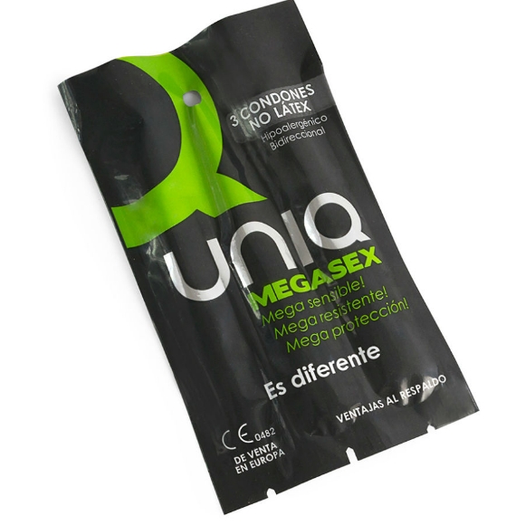 Imagen de Uniq - Megasex Preservativos Sensitivos Con Liguero Sin Latex 3 Unidades 