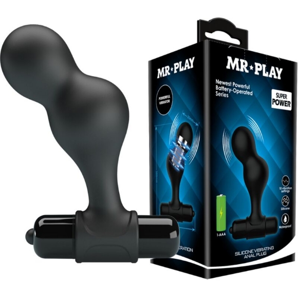 Imagen de Prettylove - mr Play - Plug Anal Vibrador de Silicona Negro 